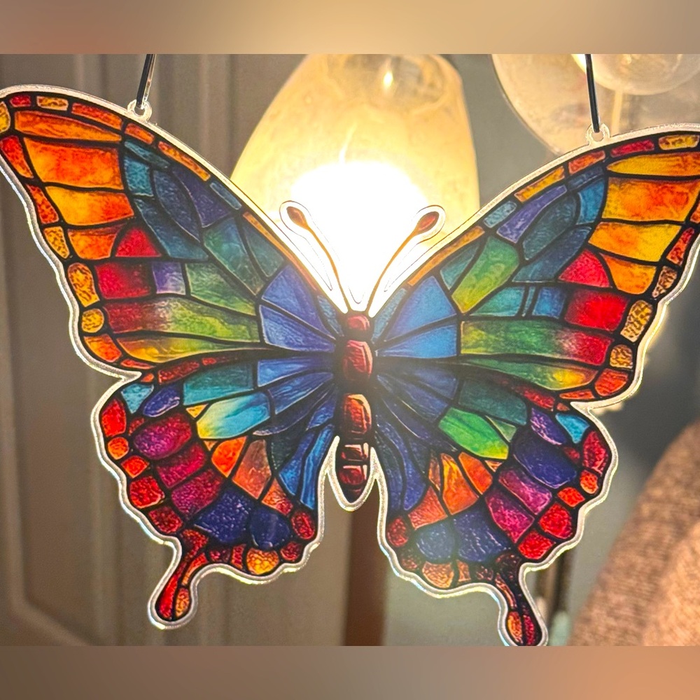 Colorful Acrylic Stained Glass Butterfly, Bouquet or Paw Suncatcher: PICK ONE